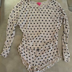 Betsy Johnson heart novelty print PJ Set